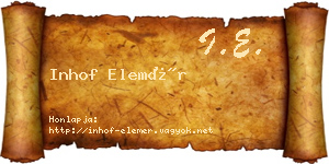 Inhof Elemér névjegykártya